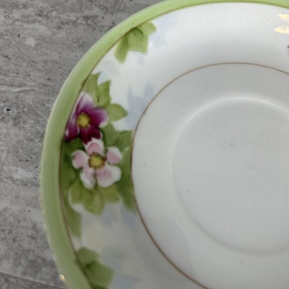 Saucers 4.5" Floral Spray Gold Filigree trim Set of 5 - Picture 8 of 14